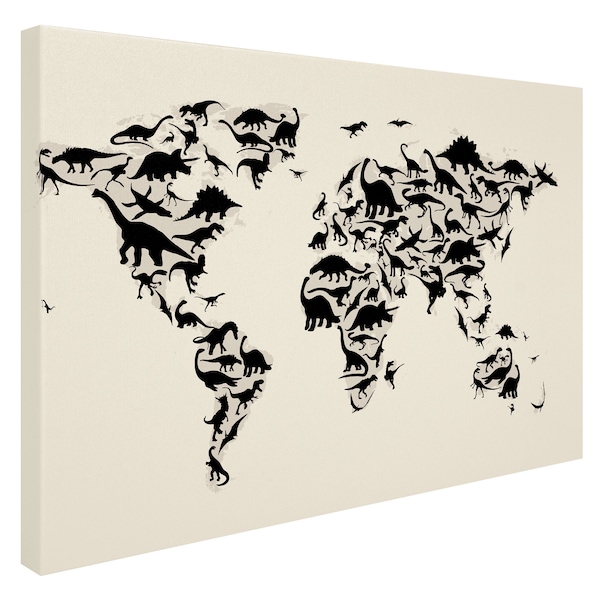 Michael Tompsett 'Dinosaur World Map' Canvas Art,14x19